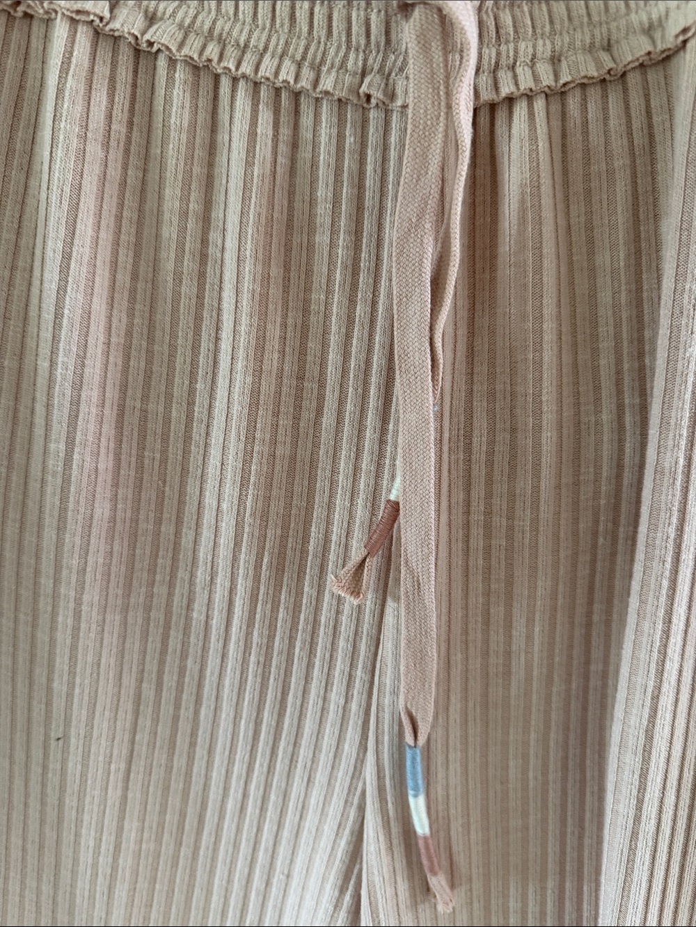 Light Blush Ribbed Drawstring Lounge Pants - Picture 2 of 5